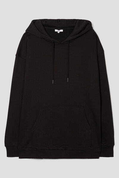 Sweat à capuche hoodie noir femme grande taille