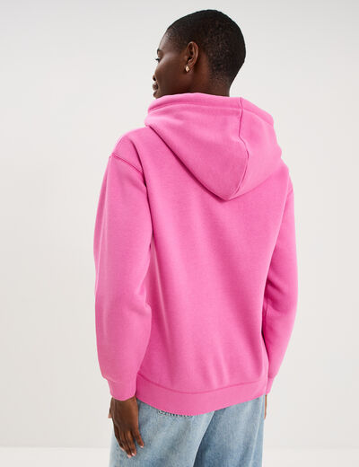 Sweat &agrave; capuche hoodie rose fushia femme