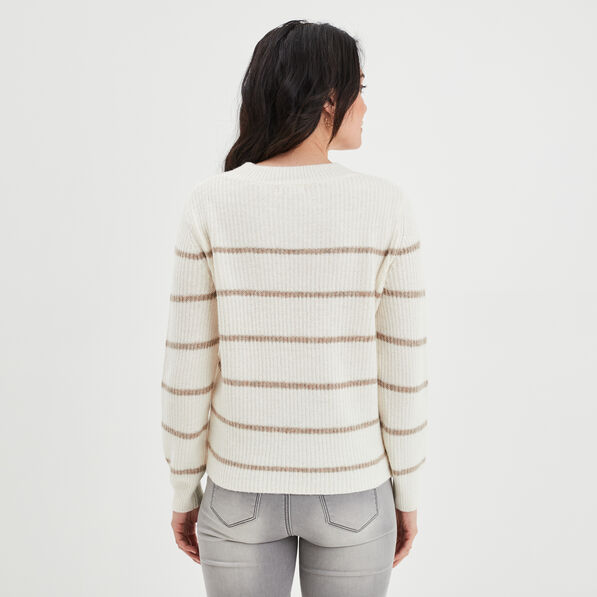 Pull ajouré devant col rond Creeks beige femme