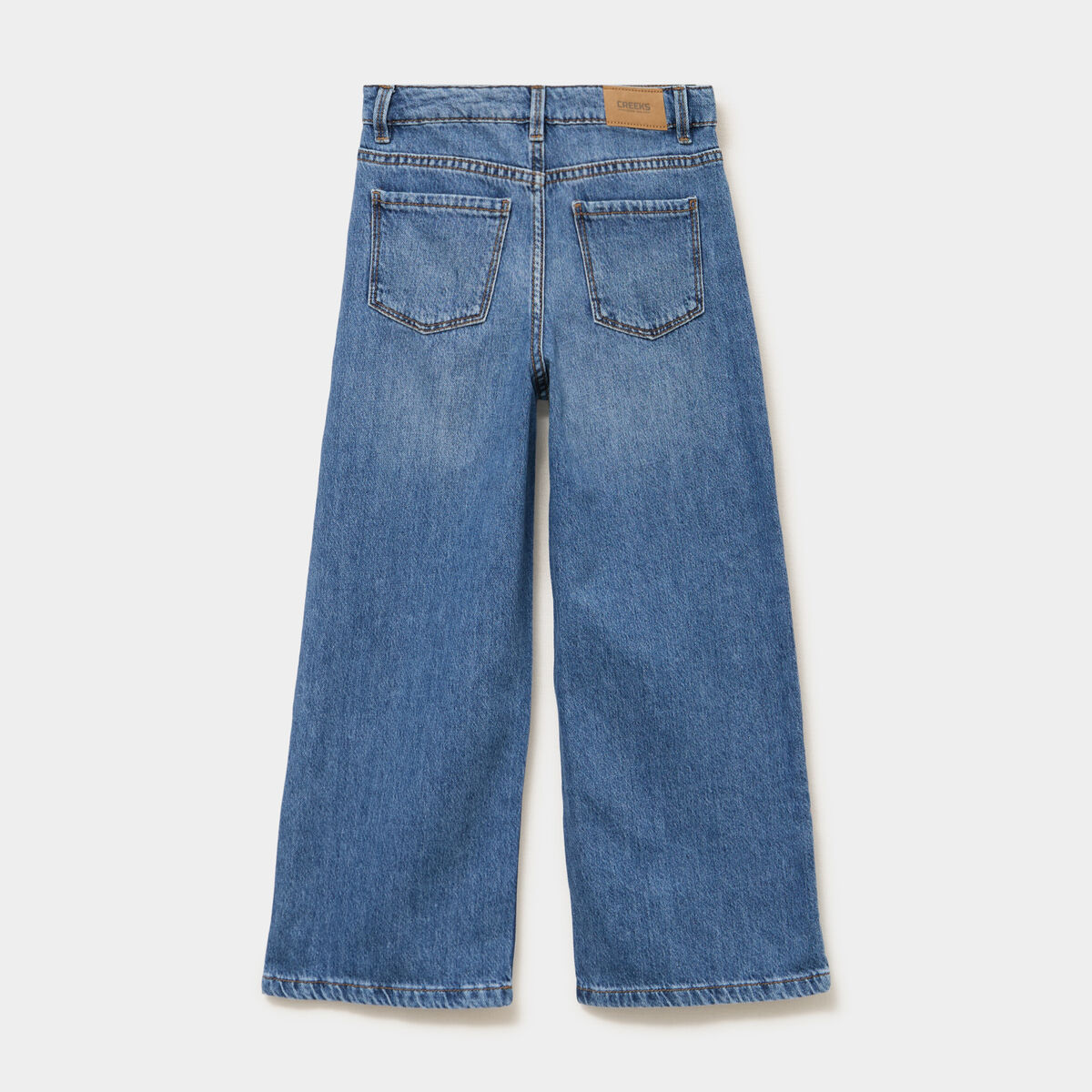 Jean large taille ajustable coton denim stone fille
