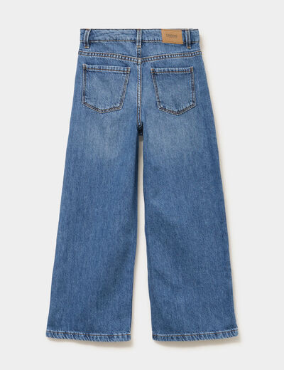 Jean large taille ajustable coton denim stone fille