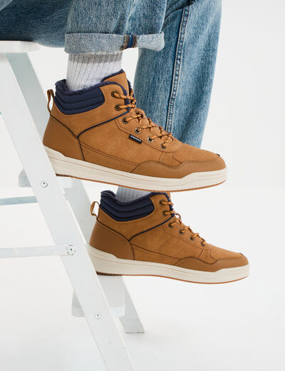 Baskets montantes avec lacets marron clair homme