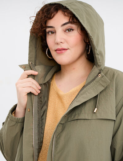 Parka à capuche vert kaki femme grande taille