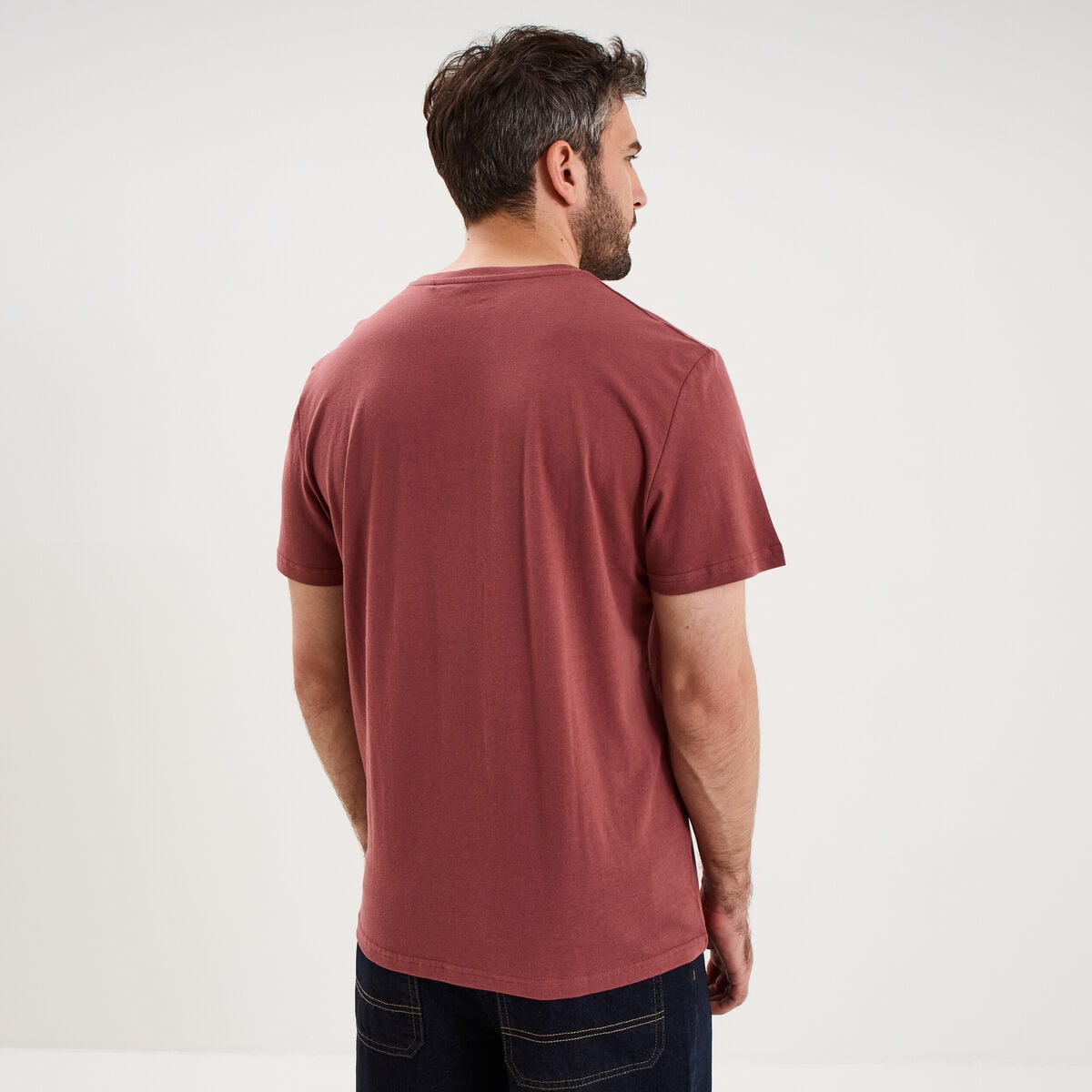 T-shirt droit en coton manches courtes vieux rose homme