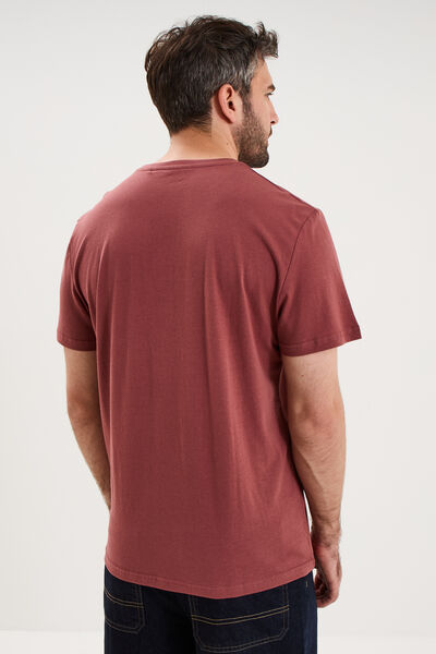 T-shirt droit en coton manches courtes vieux rose homme