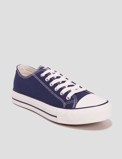 Tennis en toile &agrave; lacets bleu marine femme