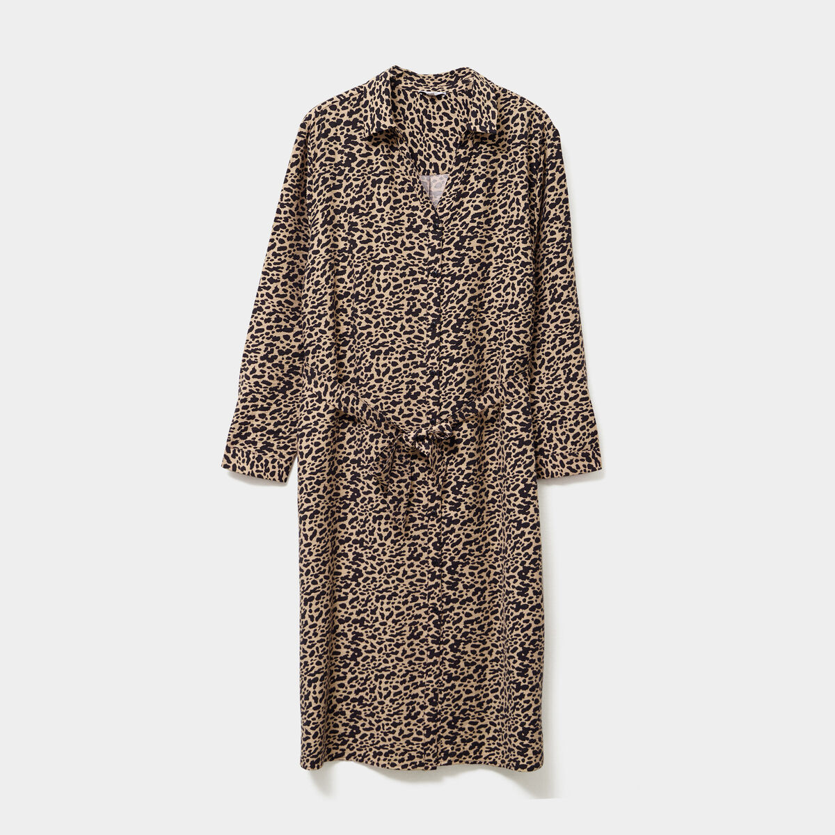 Robe chemise longue ceintur&eacute;e beige femme grande taille