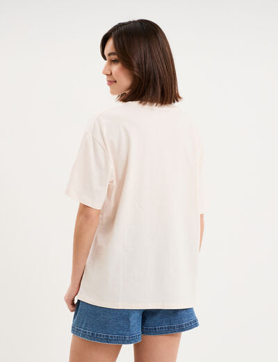 T-shirt droit manches courtes coton rose clair femme