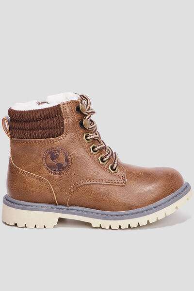 Bottines zippées doublées Trappeur marron garçon