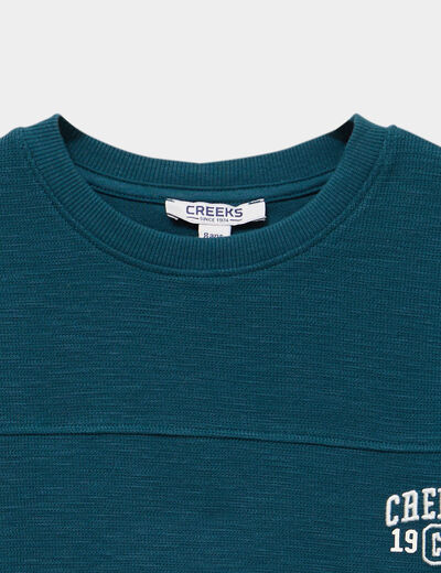 T-shirt manches longues logo creeks bleu canard gar&ccedil;on