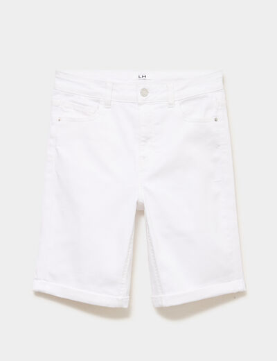 Bermuda en jean slim ecru femme