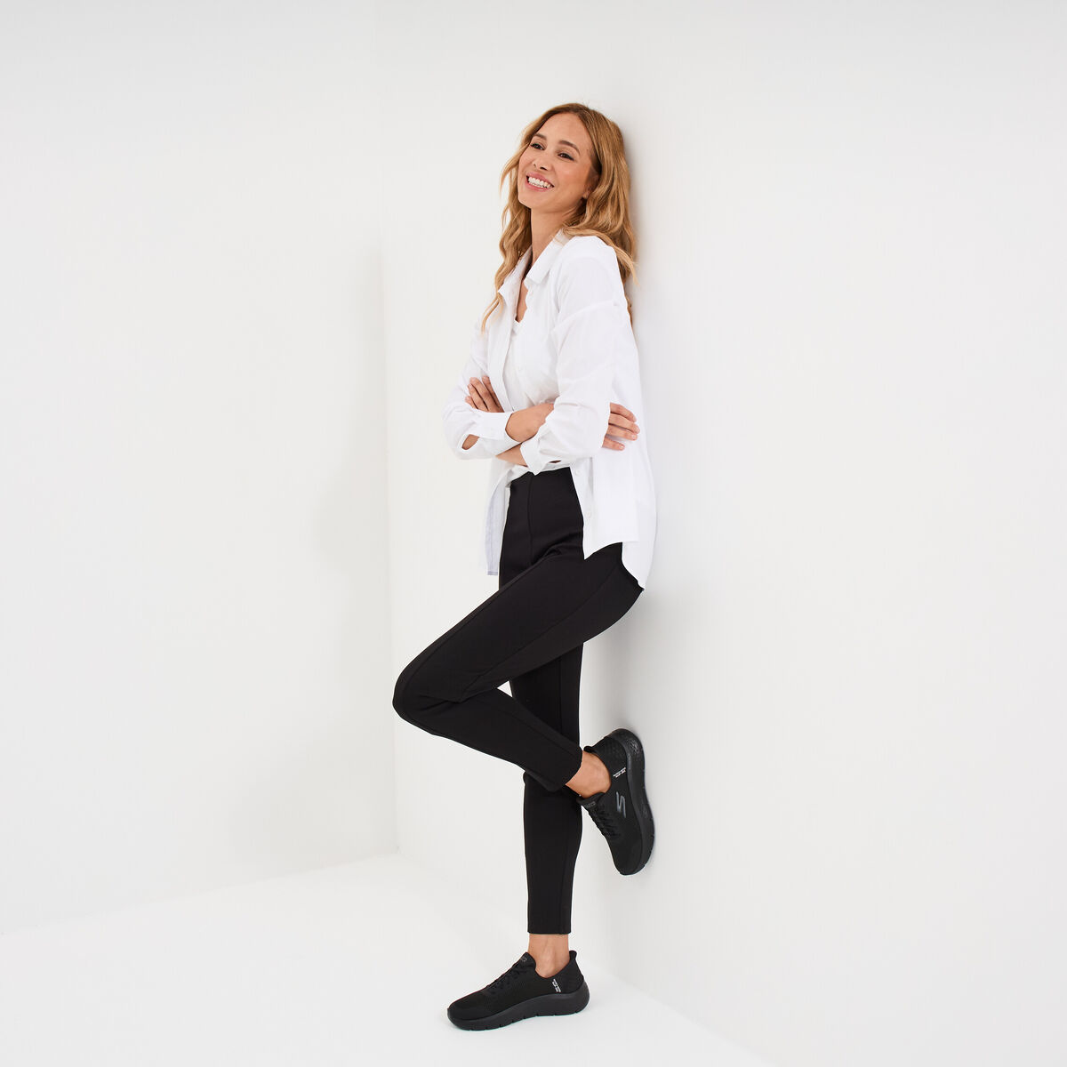Legging taille haute &eacute;lastiqu&eacute;e noir femme