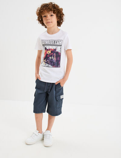 T-shirt manches courtes coton blanc garçon