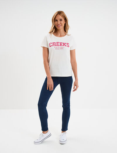 Jeans skinny taille haute denim brut femme