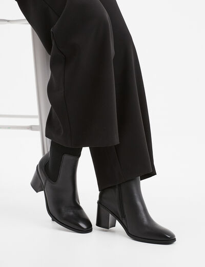 Bottines à talons carrés bout pointu noir femme
