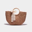 Sac à main tressé détail noeud marron clair femme