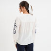 Blouse col tunisien manches brodées ecru femme