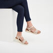 Sandales compensées en cuir pied large sable femme