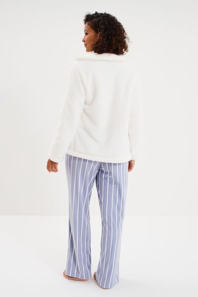 Ensemble pyjama 3 pi&egrave;ces effet polaire bleu ciel femme