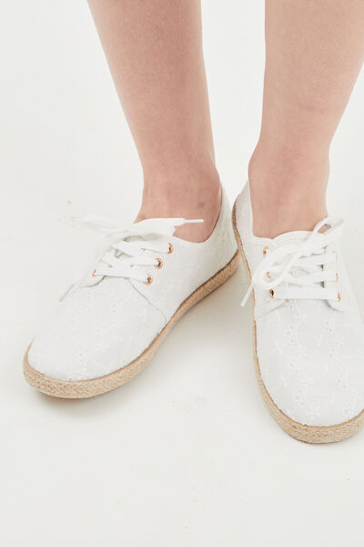 Derbies en toile &agrave; lacets blanc femme