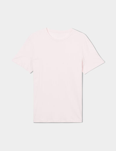 T-shirt droit en coton manches courtes rose clair homme