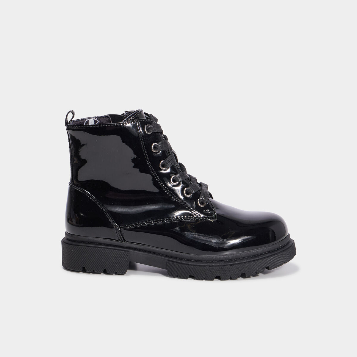 Bottines crant&eacute;es zipp&eacute;es &agrave; paillettes noir fille