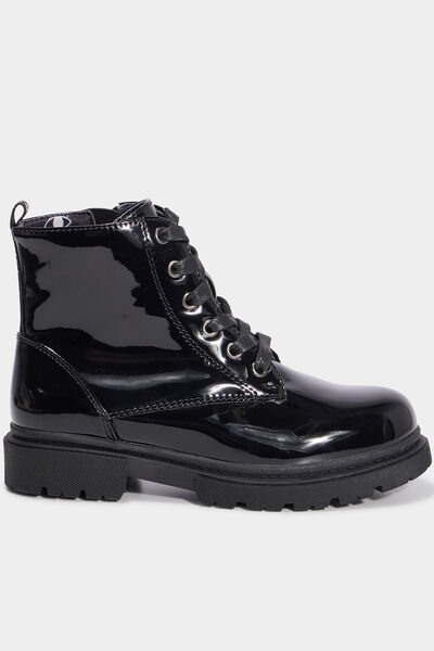 Bottines crant&eacute;es zipp&eacute;es &agrave; paillettes noir fille