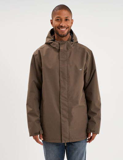 Parka chaude 3-en-1 imperm&eacute;able vert kaki homme