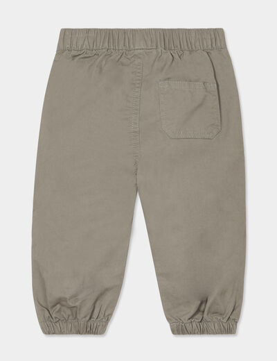Jeans jogger coton bas élastiqué vert kaki bébé garçon