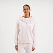 Sweat zipp&eacute; &agrave; capuche molleton rose clair femme