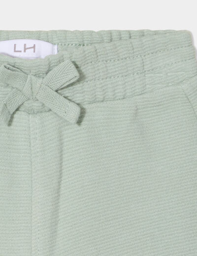 Short avec noeud taille élastiquée coton vert pastel bébé garçon
