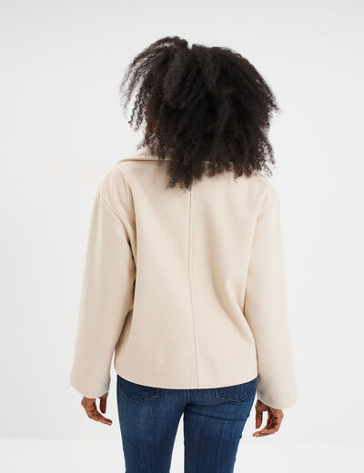 Blouson court boutonné beige femme