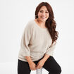Pull manches 3/4 fils métallisés ecru femme grande taille