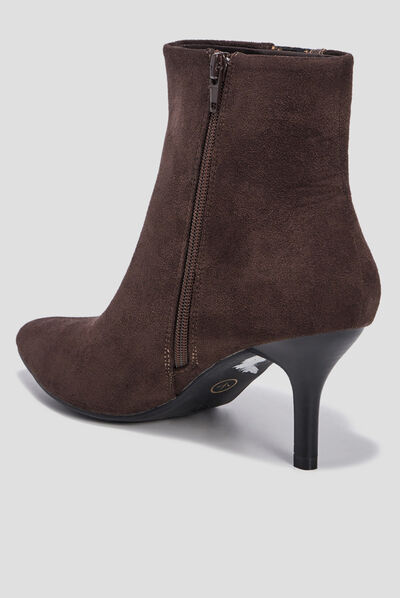 Bottines pointues à talons marron femme