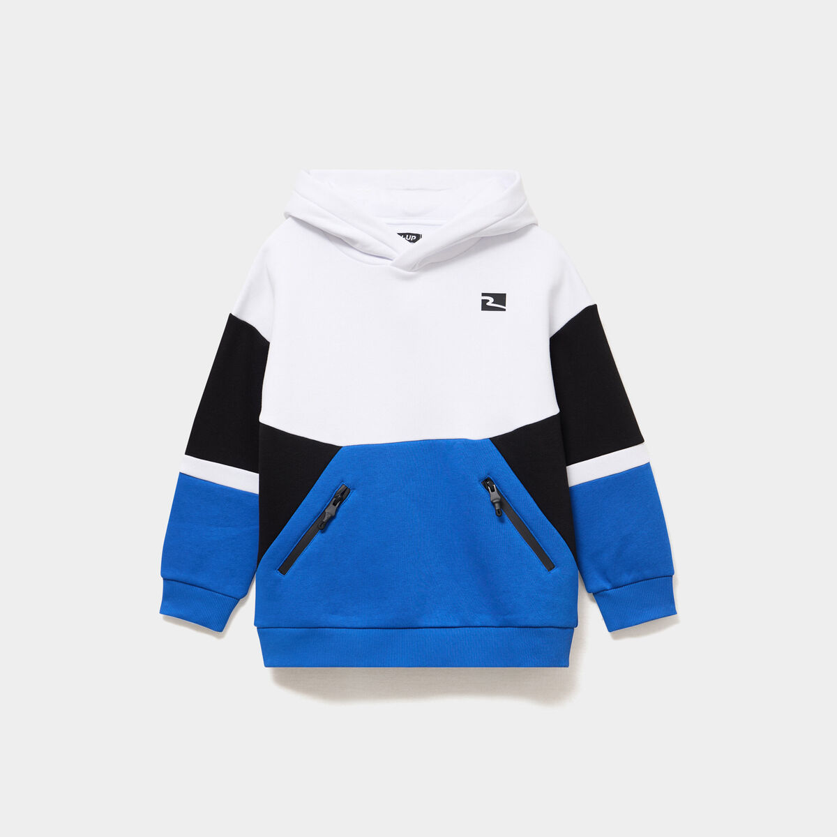 Sweat hoodie 2 poches zipp&eacute;es bleu roi gar&ccedil;on