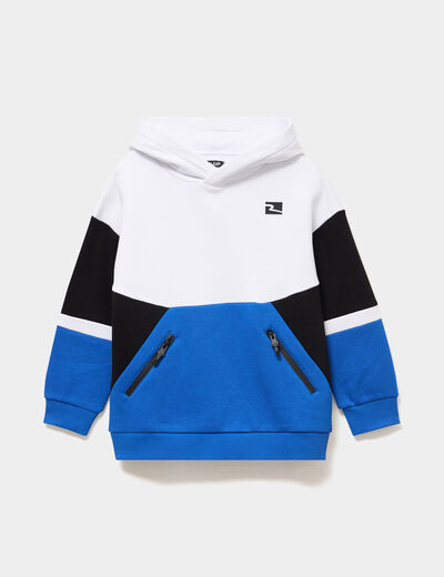 Sweat hoodie 2 poches zipp&eacute;es bleu roi gar&ccedil;on