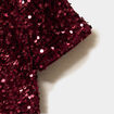 Robe trap&egrave;ze &agrave; sequins manches courtes bordeaux fille