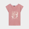 T-shirt coton col en V manches courtes vert clair femme