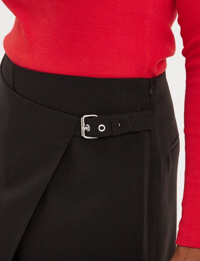 Jupe-short portefeuille noir femme