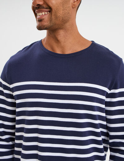 T-shirt manches longues coton bleu marine homme