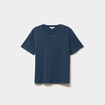 T-shirt col rond manches courtes coton bleu marine femme
