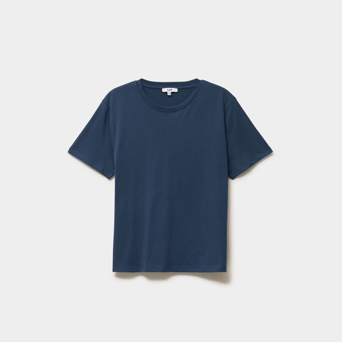 T-shirt col rond manches courtes coton bleu marine femme