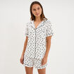 Ensemble pyjama chemise et short ecru femme