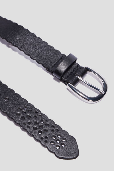 Ceinture perforée noir fille