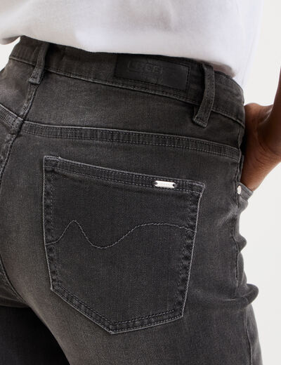 Jeans flare 5 poches denim gris femme