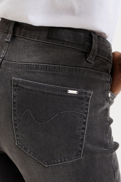 Jeans flare 5 poches denim gris femme