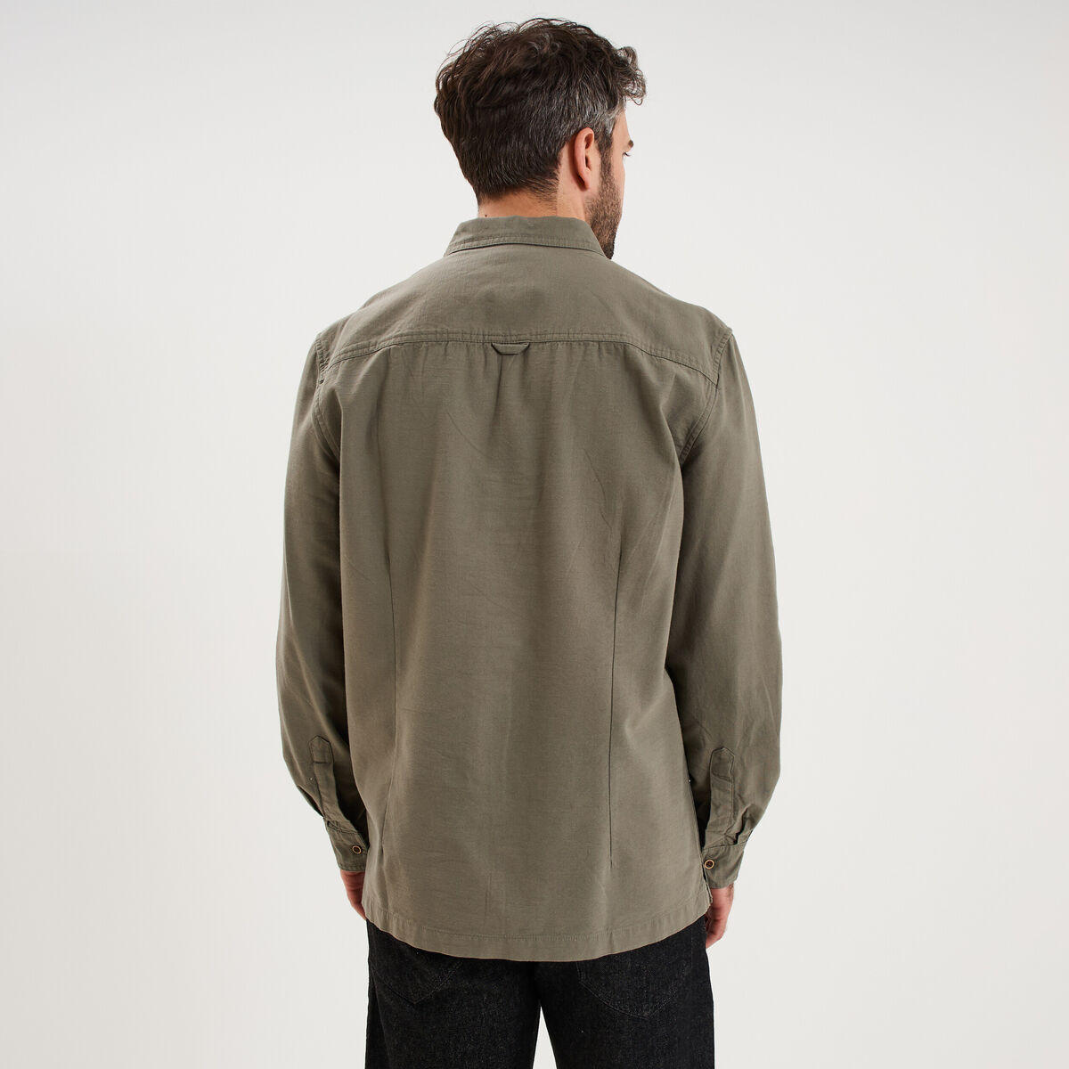 Chemise manches retroussables gris homme
