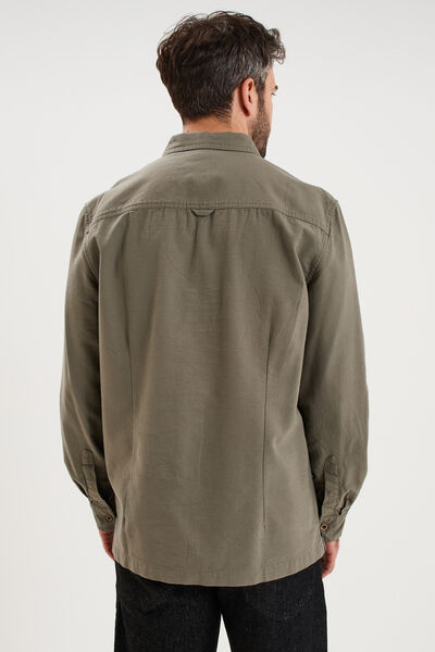 Chemise manches retroussables gris homme