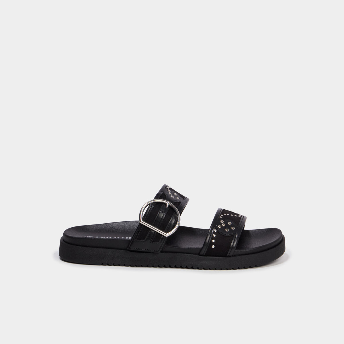 Mules avec brides &agrave; clous noir femme