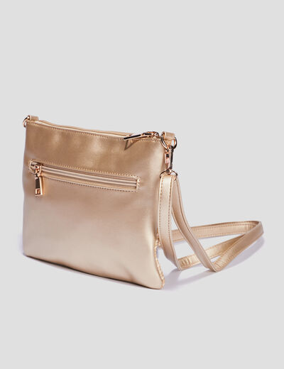 Sac pochette à pampilles bandoulière sable femme